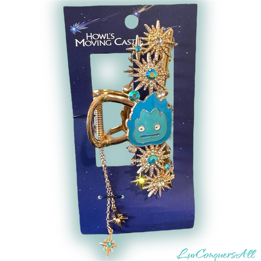 Studio Ghibli Howl's Moving Castle Blue Calcifer Claw Clip with Charm